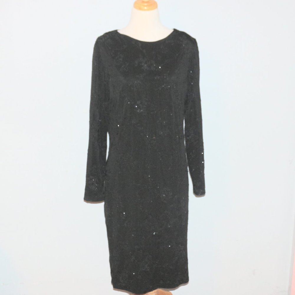 Vintage Ursula Of Switzerland Size 10 Beaded Lined Long Sleeve Dress EUC
